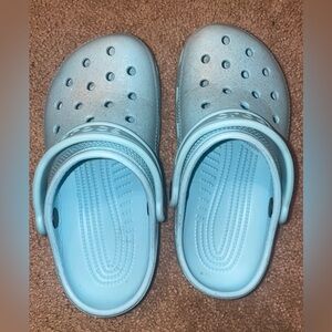 Kids Ice Blue Clogs/Crocs - glitter